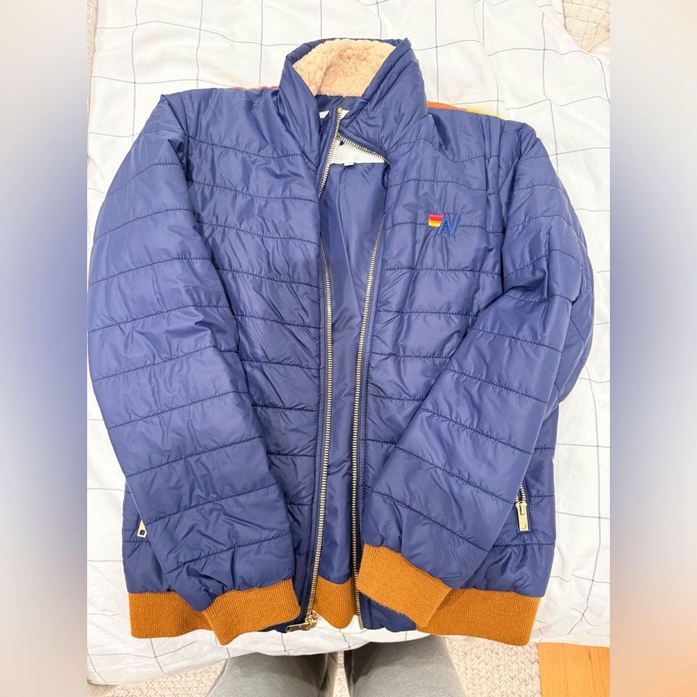 Blue and Orange Puffer Jacket